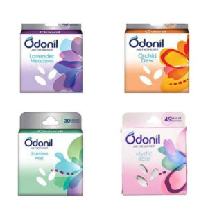 Odonil Bathroom Air Freshner Blocks Mixed Fragrances - 400g (50g*8) | Mixed Fragrances: Jasmine, Lavender, Orchid, Rose| Long Lasting Fragrance | Lasts upto 30 days Pack of 4